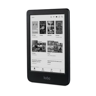 Kobo Clara BW eReader 6 16 GB E Ink Carta 1300 impermeabile vista angolata Kobo Clara BW eReader 6 pollici 16 GB E Ink Carta 1300 impermeabile, nero, vista angolata