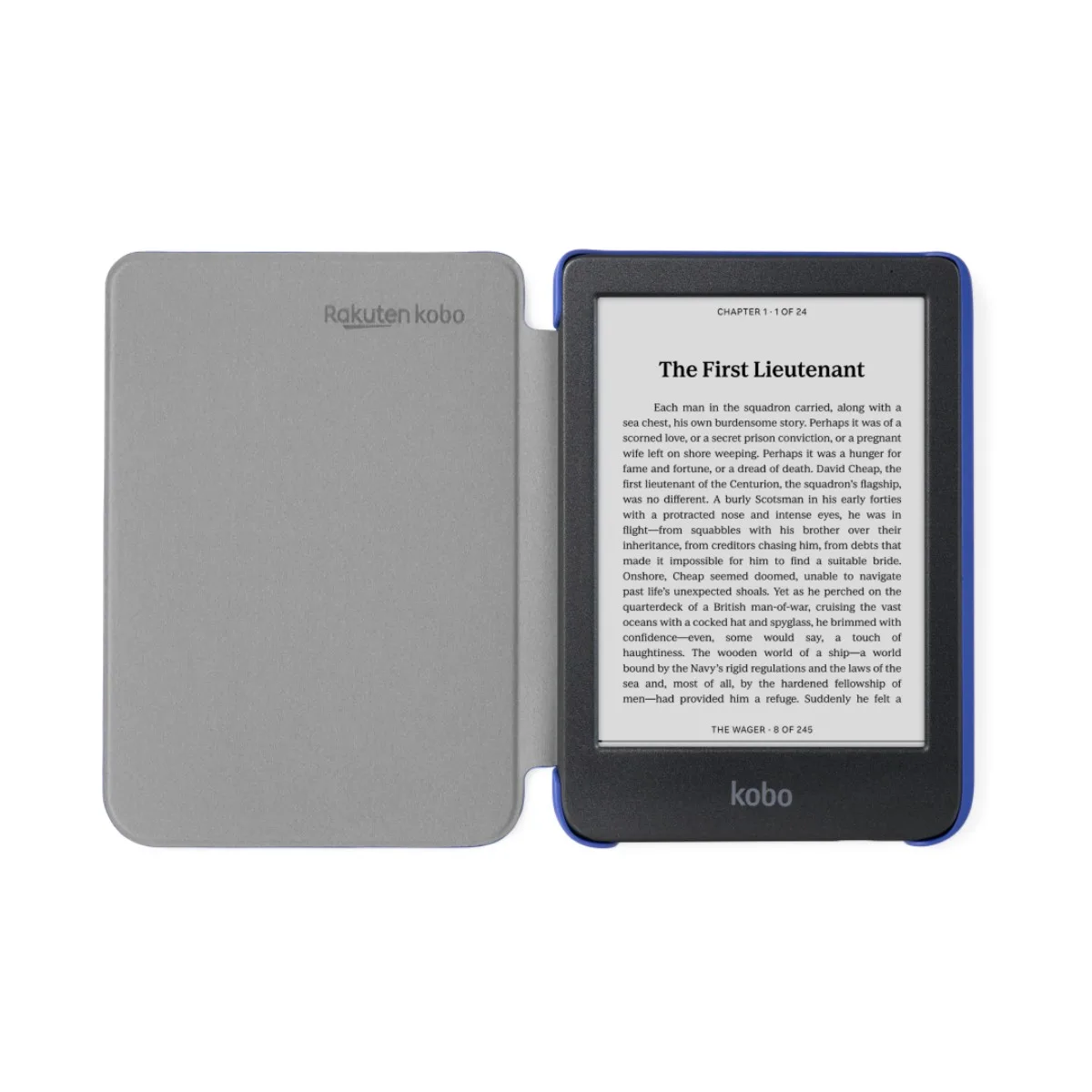 Kobo Basic SleepCover per Clara Colour e Clara BW, blu cobalto, aperta