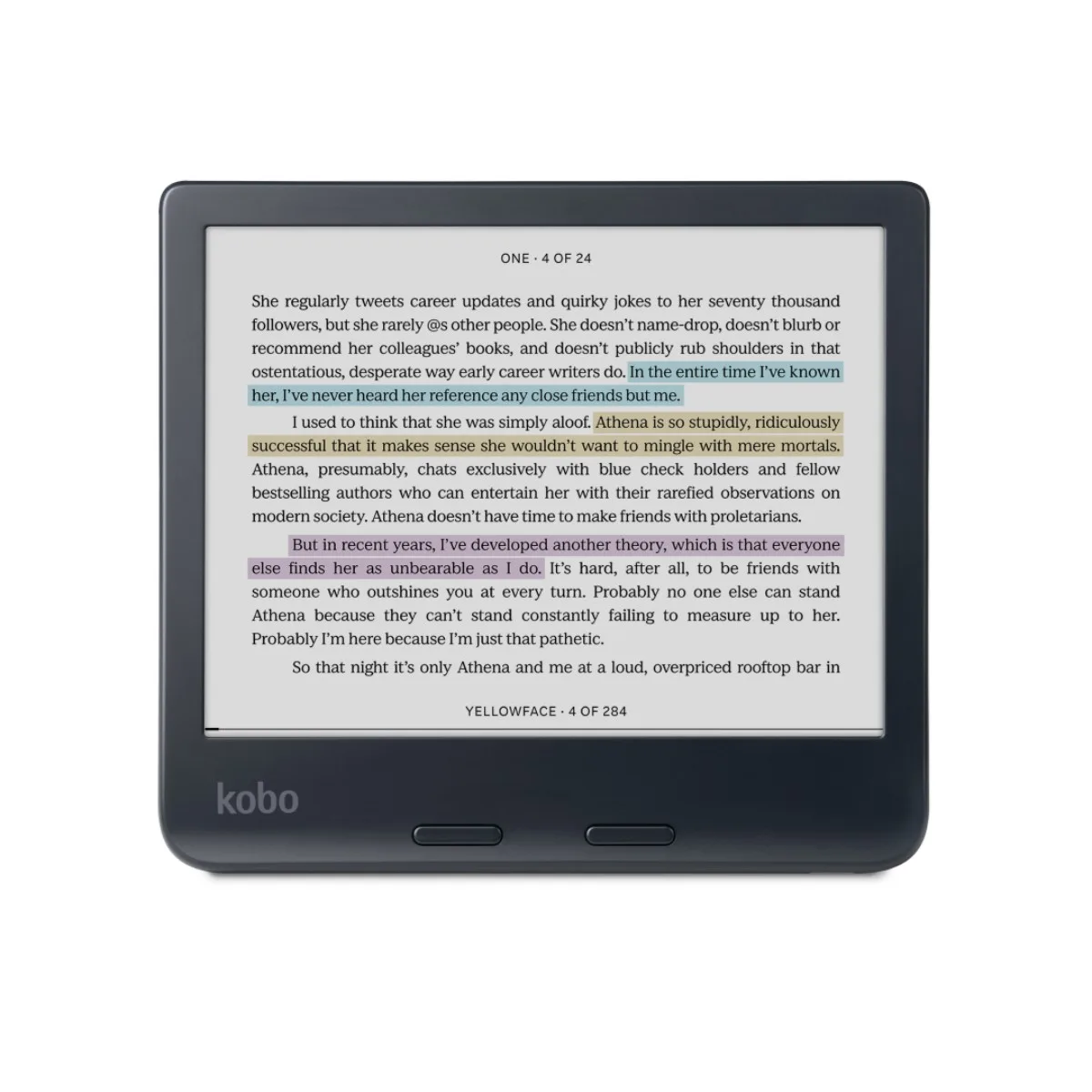 Kobo Libra Colour eReader a colori 7 pollici 32 GB con tasti volta pagina, nero, in orizzontale