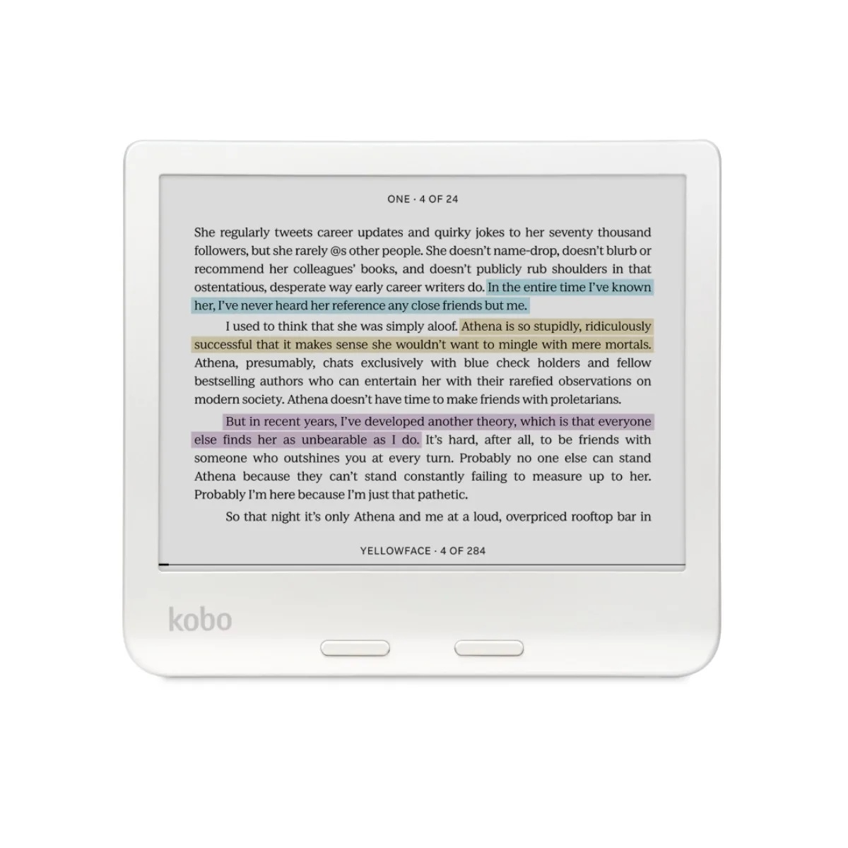 Kobo Libra Colour eReader a colori 7 pollici 32 GB con tasti volta pagina, bianco, in orizzontale