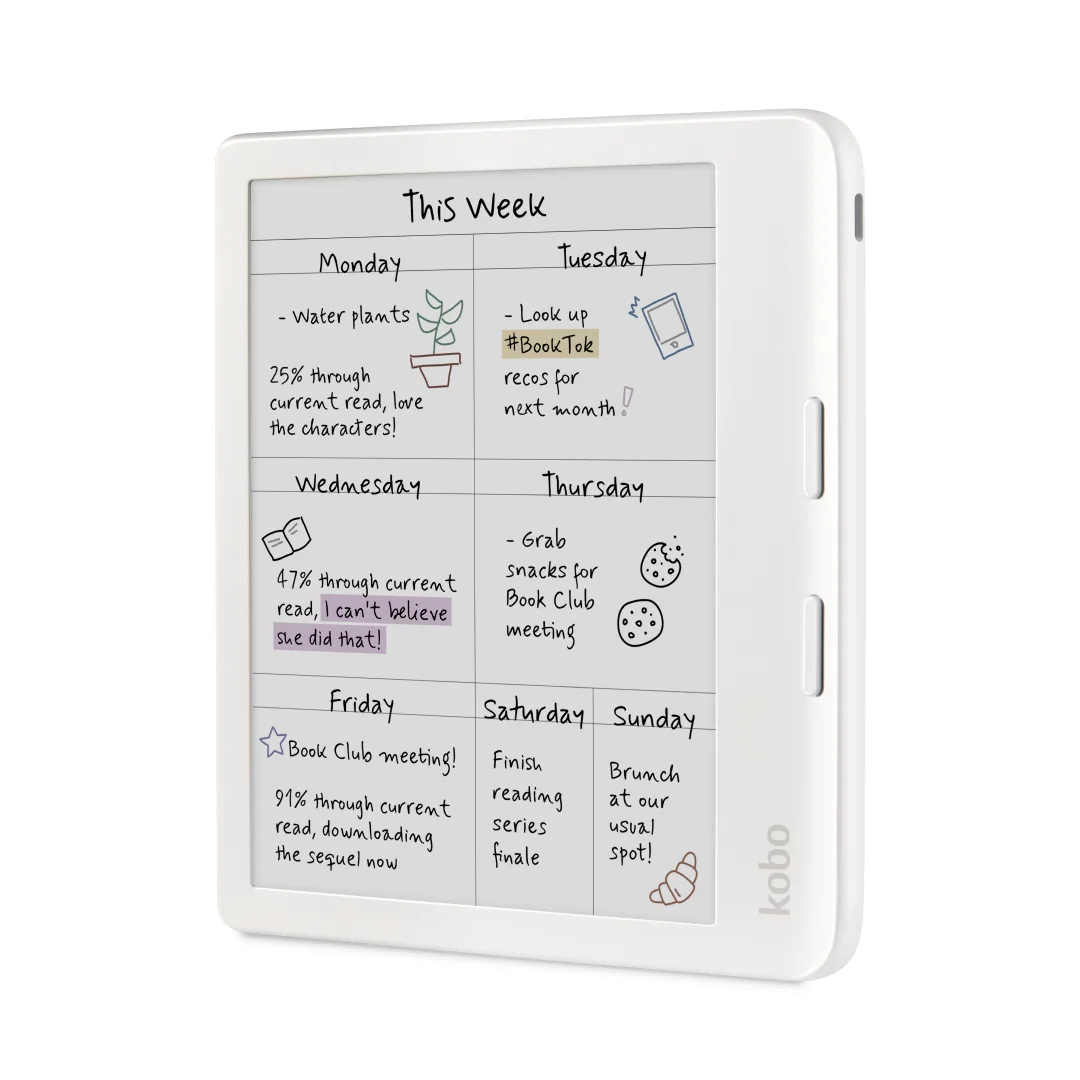 Kobo Libra Colour eReader a colori 7 pollici 32 GB con tasti volta pagina, bianco