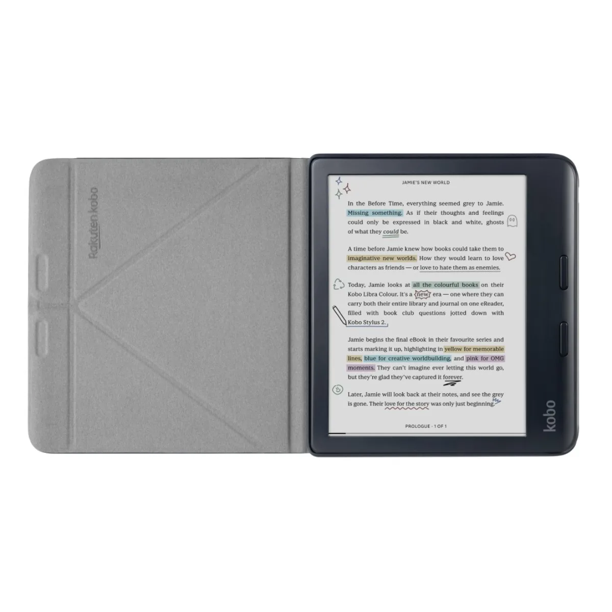 Kobo SleepCover per Libra Colour, nero, aperta